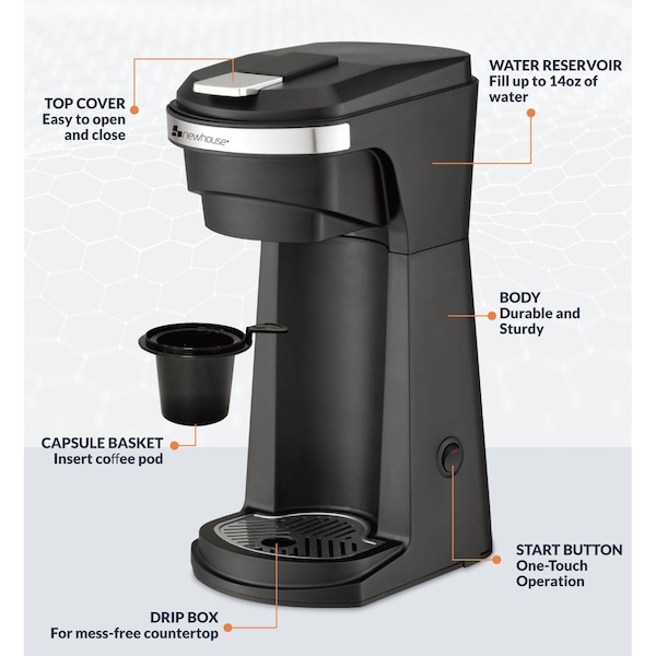 Newhouse Hardware Single Serve Coffee Maker, Works with K-Cups NHCM-001-K - main